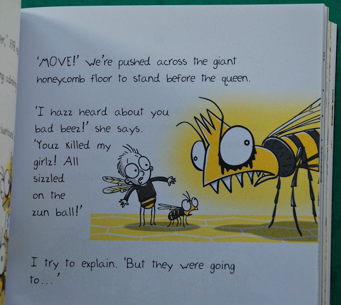 Bee Boy Attack of the Zombee. The bees talk with zz on every word