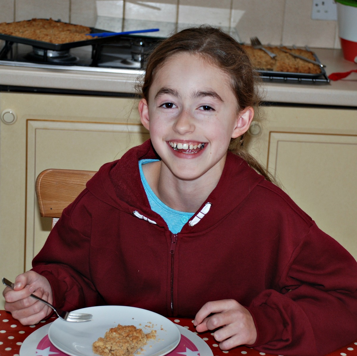 eating her baked goods
