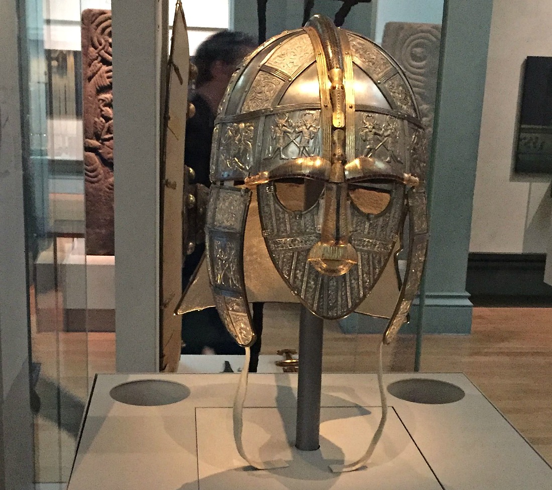 replica Sutton Hoo helmet at the museum