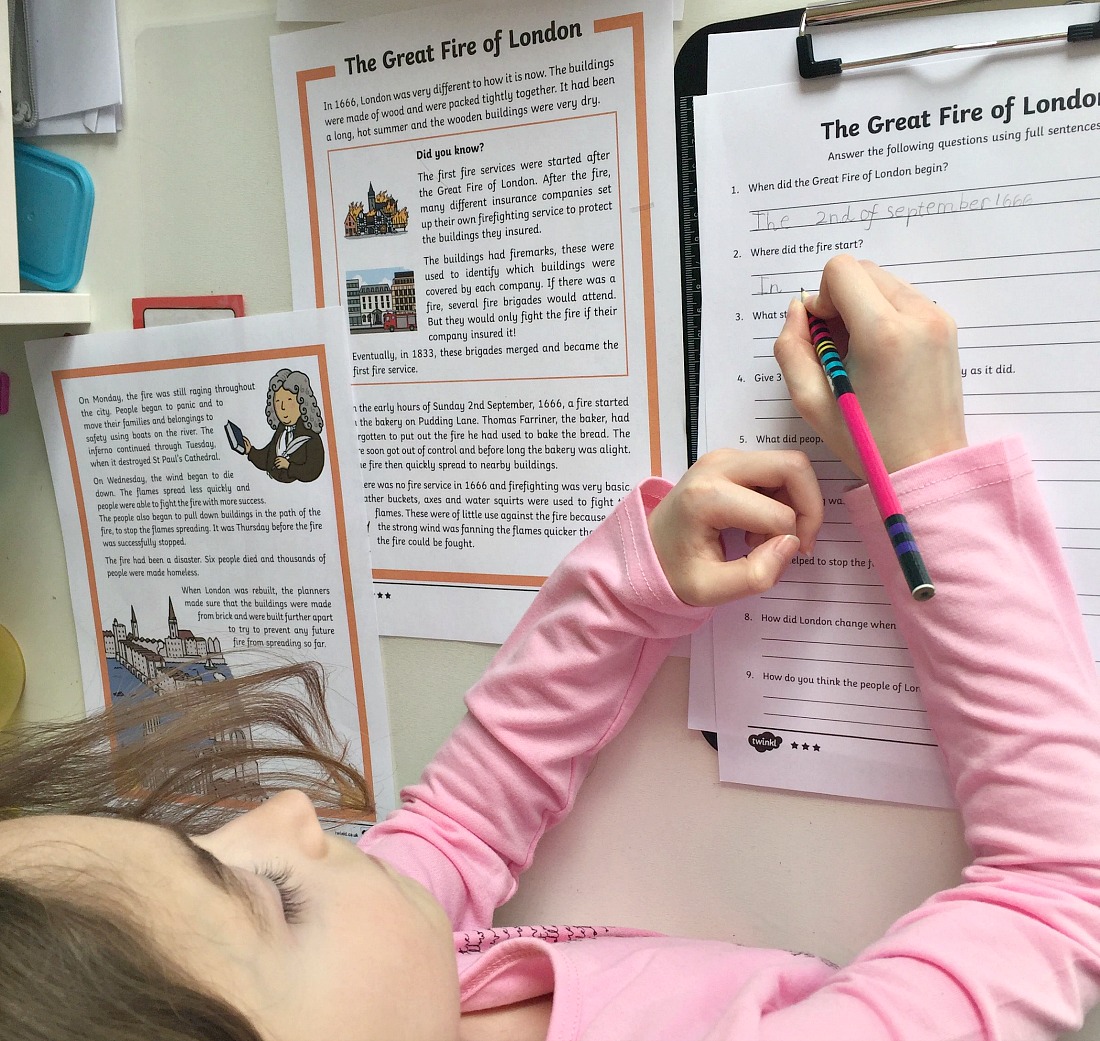 The Great Fire of London Comprehension