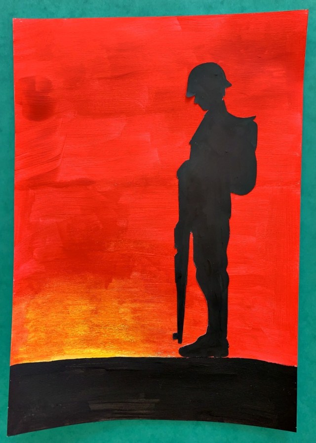 Final soldier silhouette painting using Activity Village template