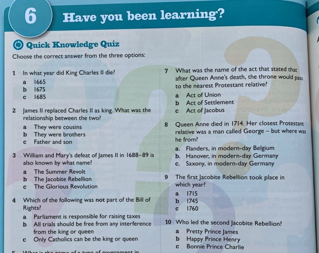 Knowledge Quiz part of Revolution, Industry and Empire KS3 History book