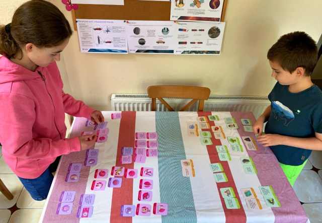 different aged kids using the biology matching pairs