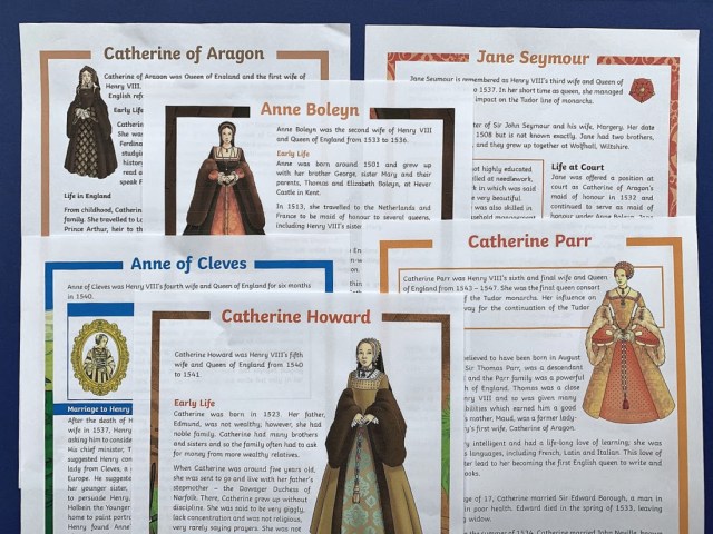 Twinkl Resources comprehensions on the 6 wives of Henry VIII