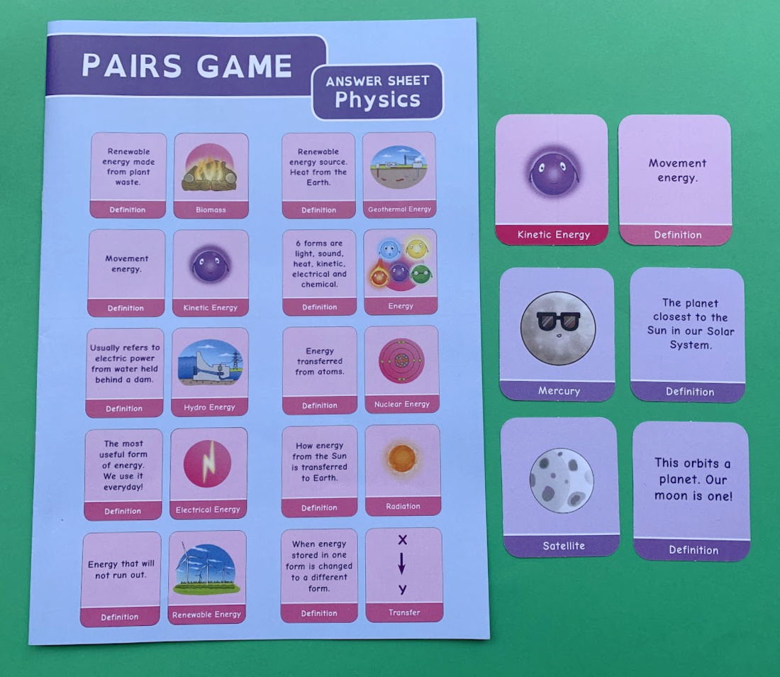 Physics Matching Pairs Game | ofamily learning together