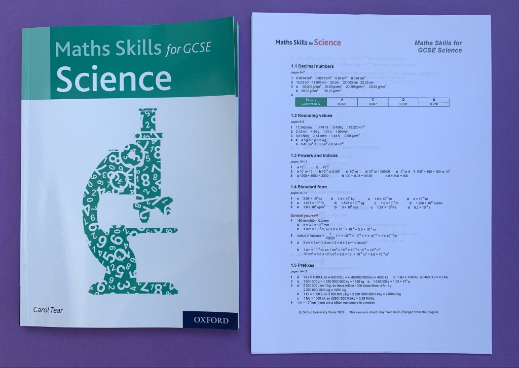 Maths Skills for GCSE Science published by Oxford University Press
